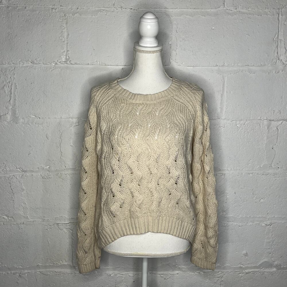 Urban Outfitters Coincidence & Chance Cream Crewneck Knit Sweater Size Large